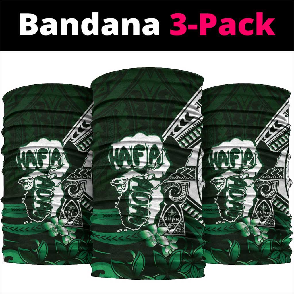Hafa Adai Guam Discovery Day Neck Gaiter Chamorro Latte Stone Hand Green Version