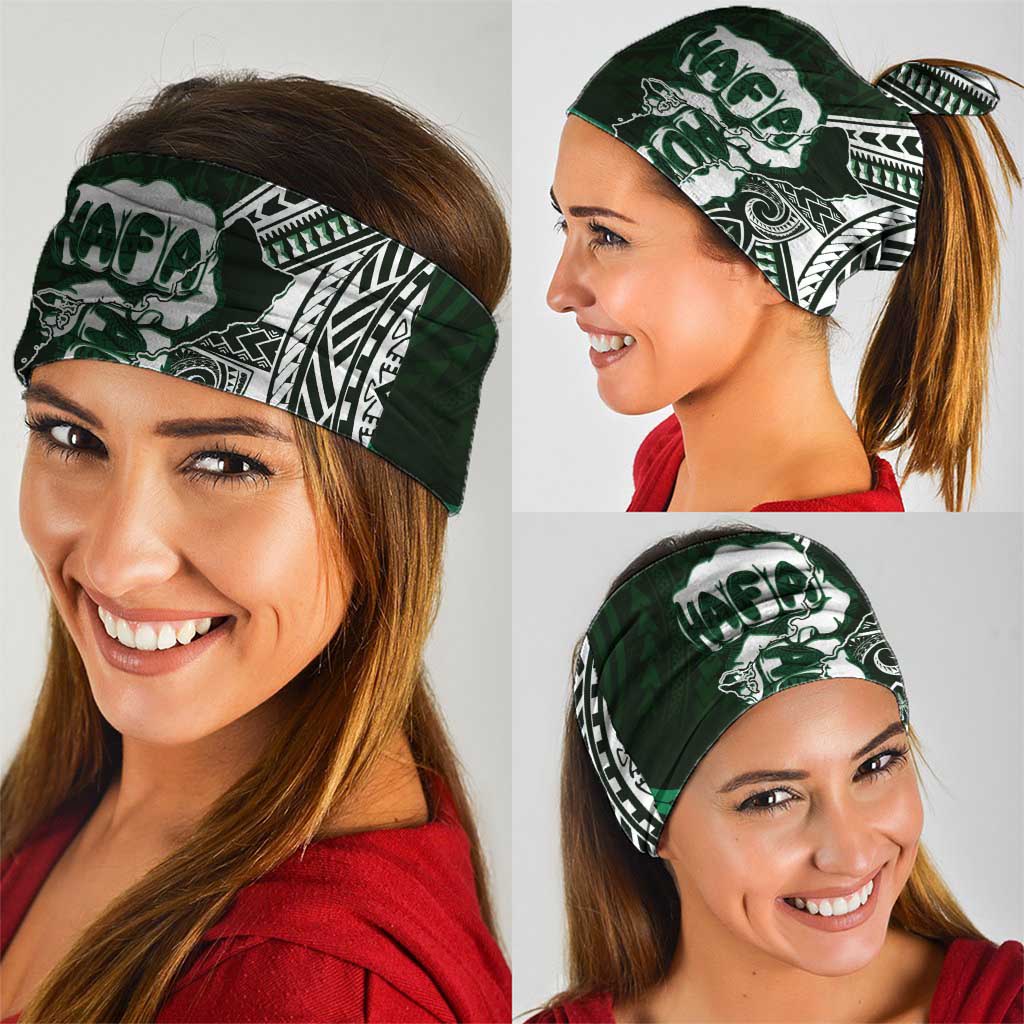Hafa Adai Guam Discovery Day Neck Gaiter Chamorro Latte Stone Hand Green Version