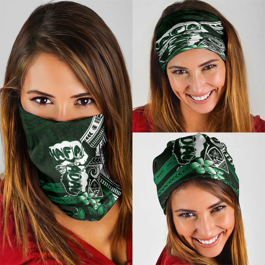 Hafa Adai Guam Discovery Day Neck Gaiter Chamorro Latte Stone Hand Green Version