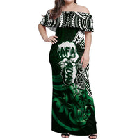 Hafa Adai Guam Discovery Day Off Shoulder Maxi Dress Chamorro Latte Stone Hand Green Version