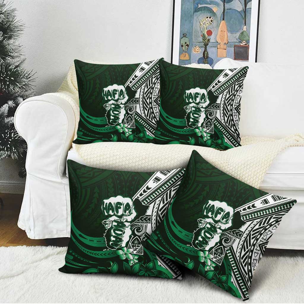 Hafa Adai Guam Discovery Day Pillow Cover Chamorro Latte Stone Hand Green Version