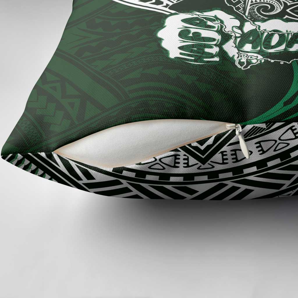 Hafa Adai Guam Discovery Day Pillow Cover Chamorro Latte Stone Hand Green Version