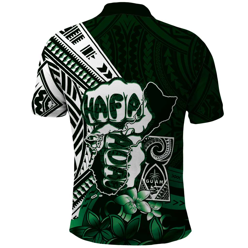 Hafa Adai Guam Discovery Day Polo Shirt Chamorro Latte Stone Hand Green Version