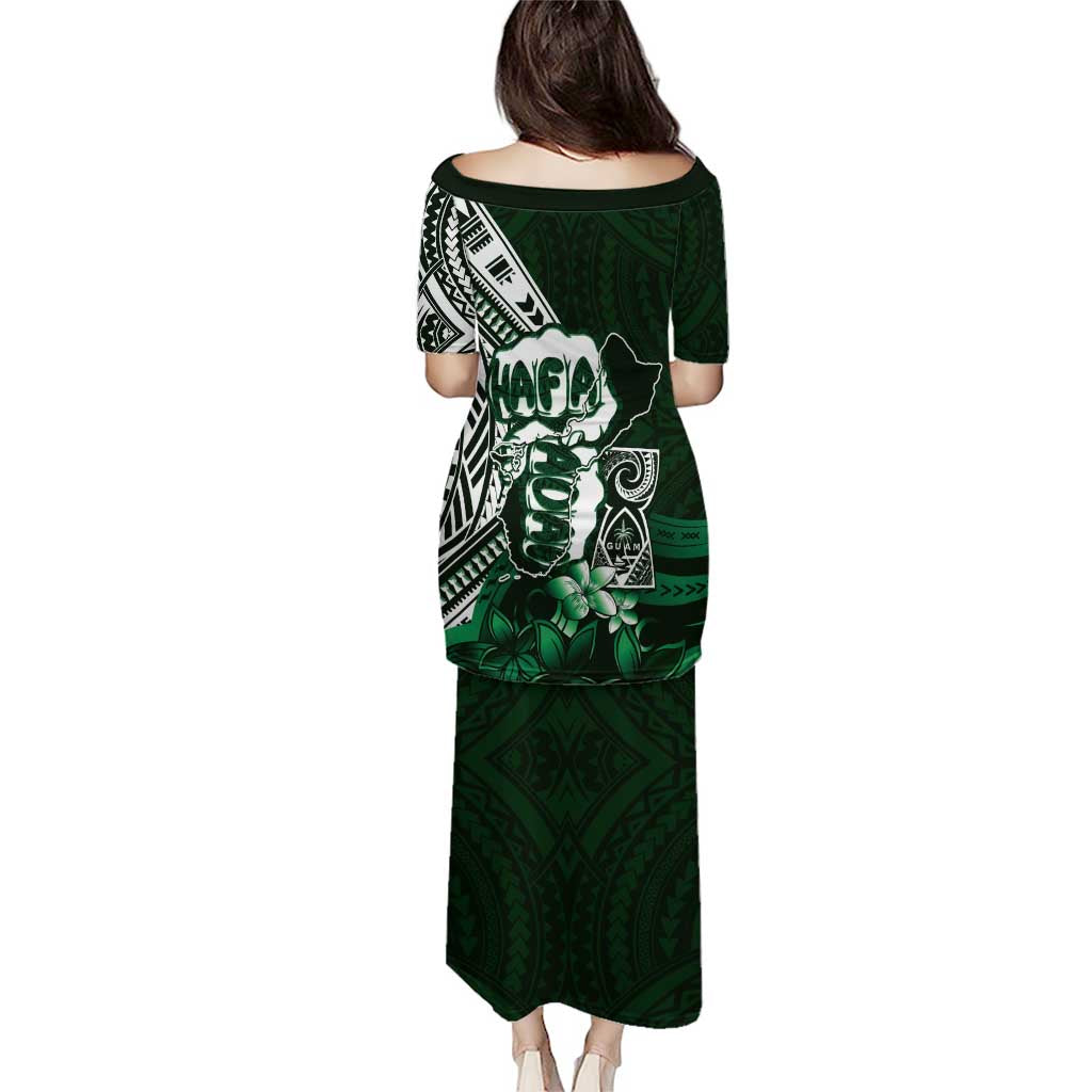 Hafa Adai Guam Discovery Day Puletasi Chamorro Latte Stone Hand Green Version