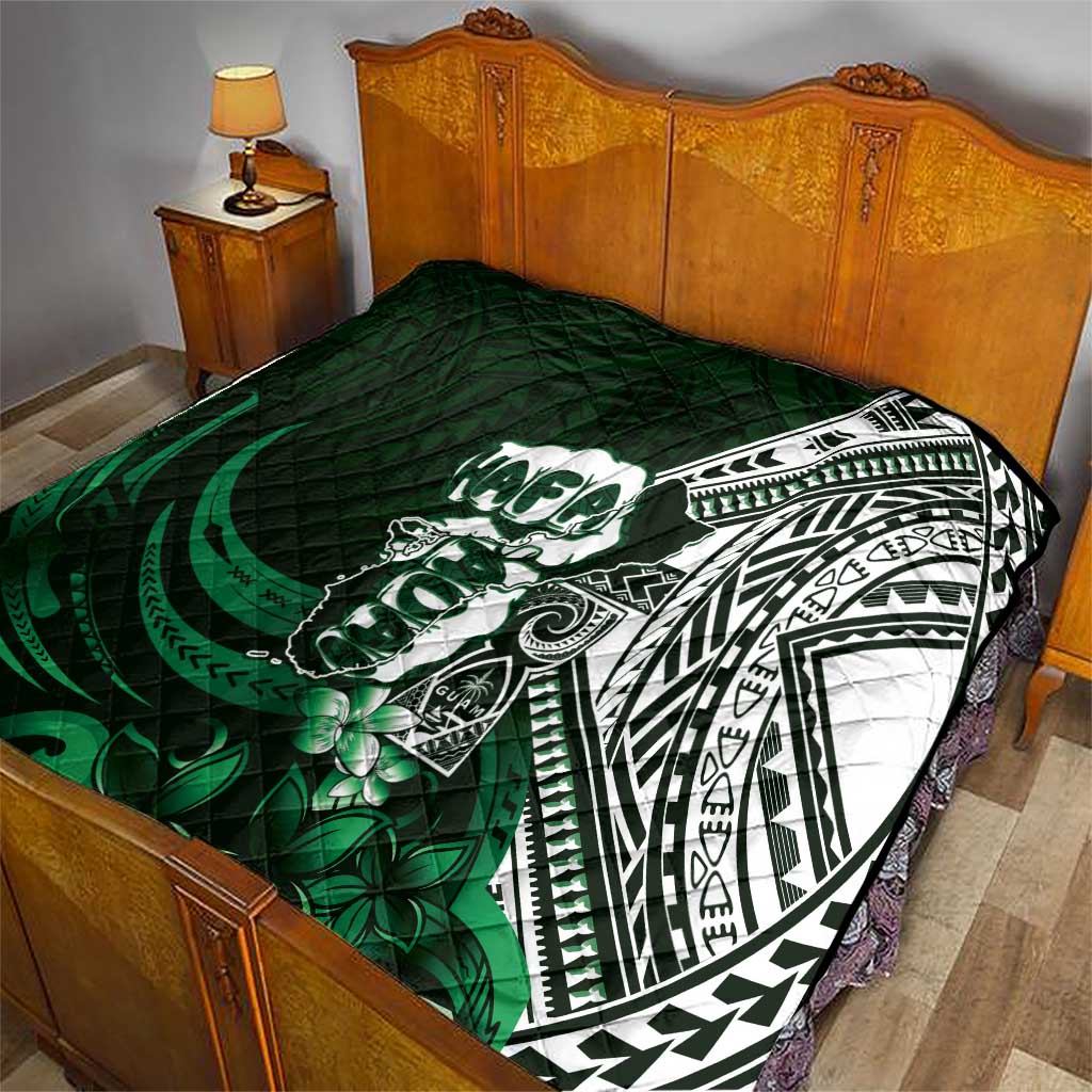 Hafa Adai Guam Discovery Day Quilt Chamorro Latte Stone Hand Green Version