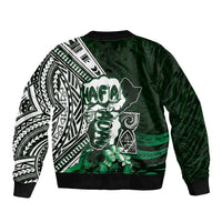Hafa Adai Guam Discovery Day Sleeve Zip Bomber Jacket Chamorro Latte Stone Hand Green Version