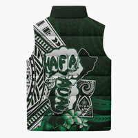 Hafa Adai Guam Discovery Day Sleeveless Puffer Jacket Chamorro Latte Stone Hand Green Version