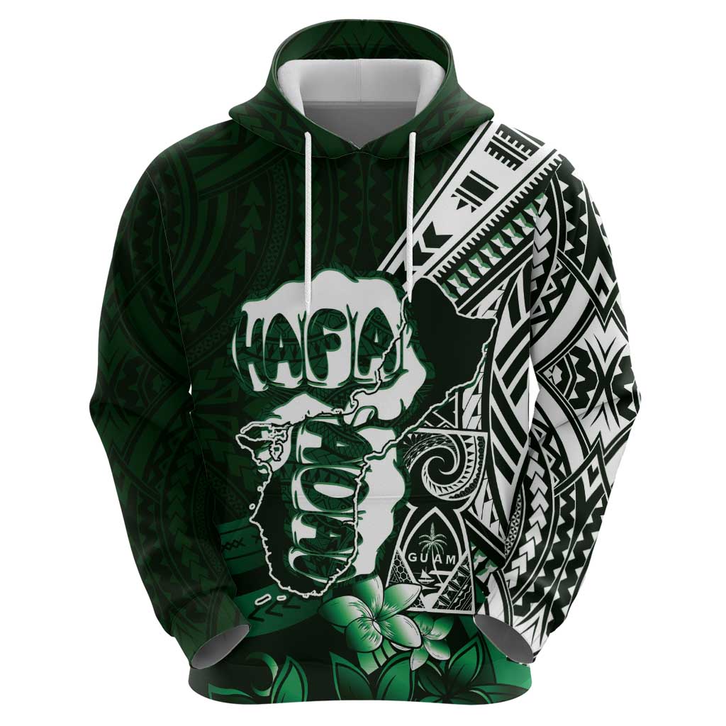 Hafa Adai Guam Discovery Day Zip Hoodie Chamorro Latte Stone Hand Green Version