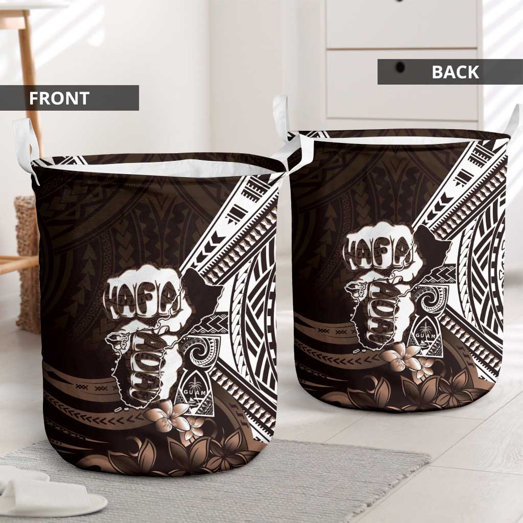 Hafa Adai Guam Discovery Day Laundry Basket Chamorro Latte Stone Hand Brown Version