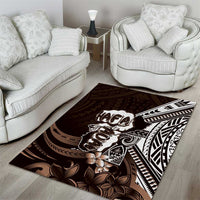 Hafa Adai Guam Discovery Day Area Rug Chamorro Latte Stone Hand Brown Version