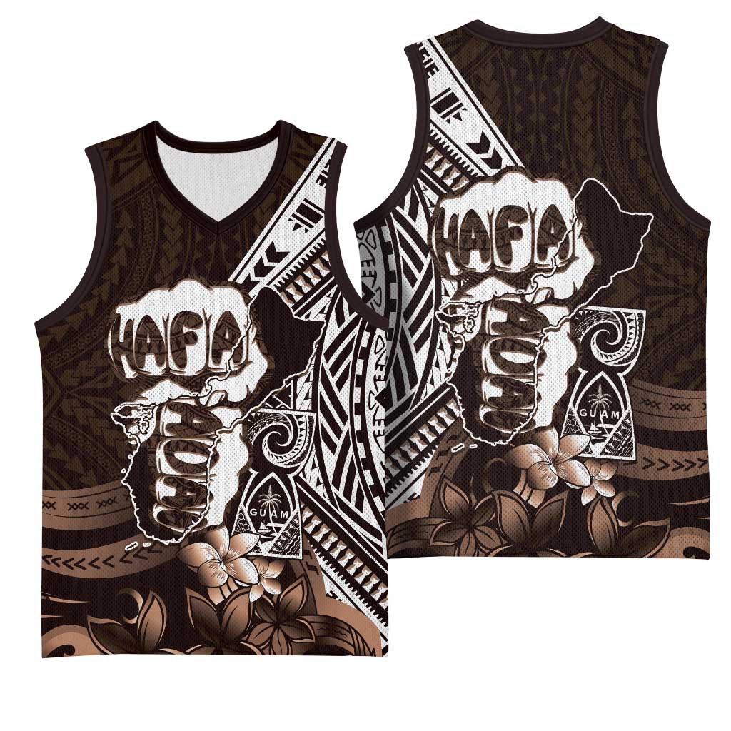 Hafa Adai Guam Discovery Day Basketball Jersey Chamorro Latte Stone Hand Brown Version