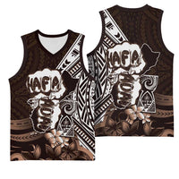 Hafa Adai Guam Discovery Day Basketball Jersey Chamorro Latte Stone Hand Brown Version