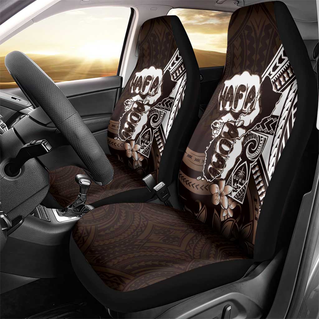 Hafa Adai Guam Discovery Day Car Seat Cover Chamorro Latte Stone Hand Brown Version