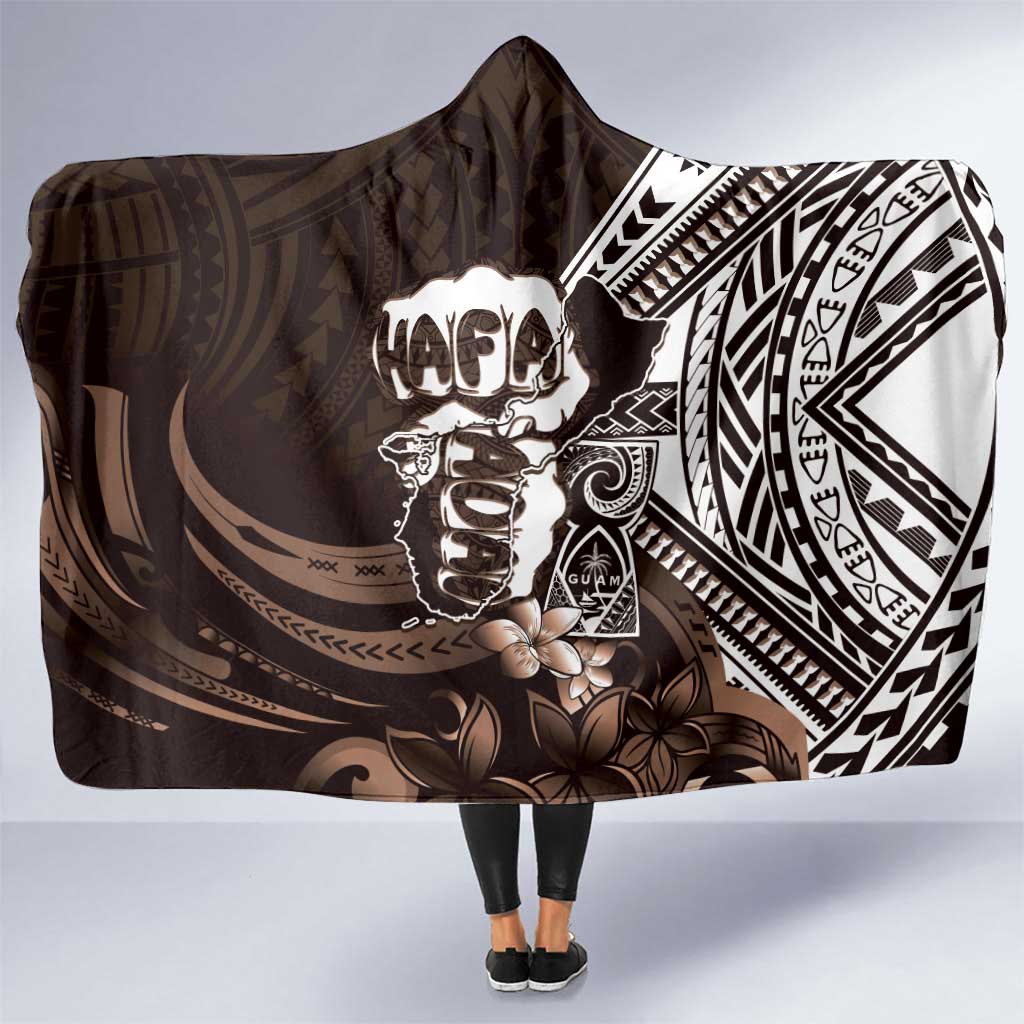 Hafa Adai Guam Discovery Day Hooded Blanket Chamorro Latte Stone Hand Brown Version