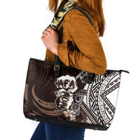 Hafa Adai Guam Discovery Day Leather Tote Bag Chamorro Latte Stone Hand Brown Version