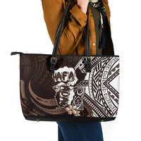 Hafa Adai Guam Discovery Day Leather Tote Bag Chamorro Latte Stone Hand Brown Version