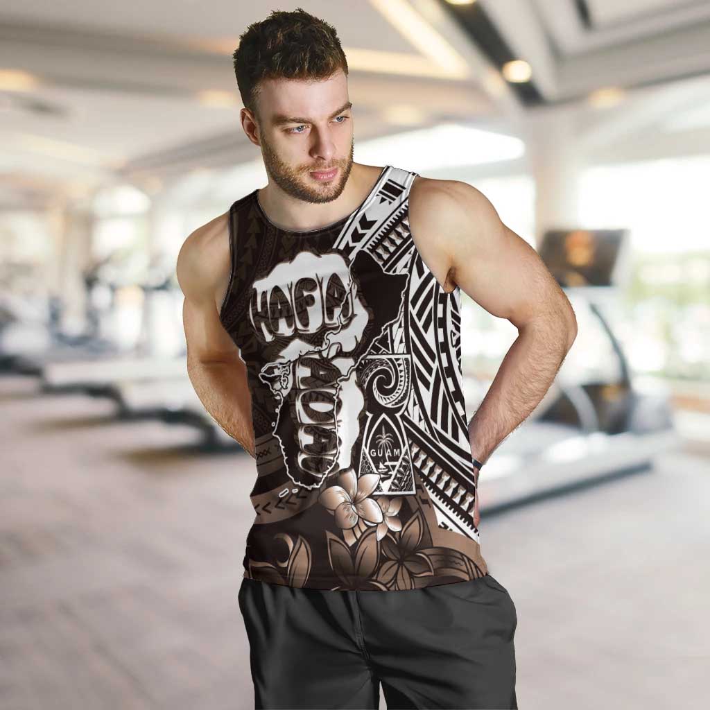 Hafa Adai Guam Discovery Day Men Tank Top Chamorro Latte Stone Hand Brown Version