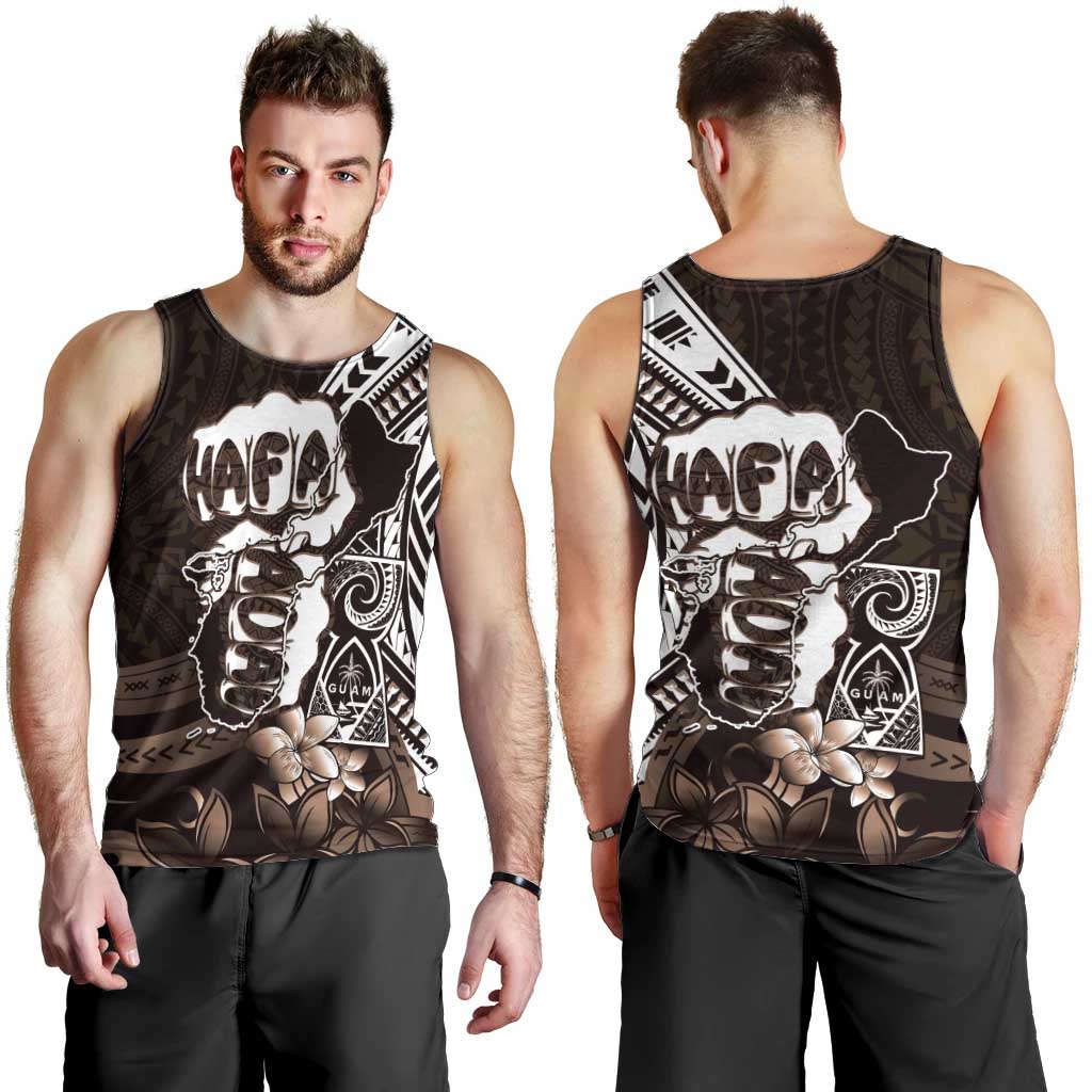 Hafa Adai Guam Discovery Day Men Tank Top Chamorro Latte Stone Hand Brown Version