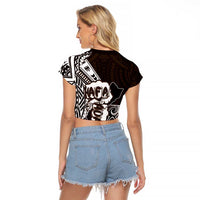 Hafa Adai Guam Discovery Day Raglan Cropped T Shirt Chamorro Latte Stone Hand Brown Version