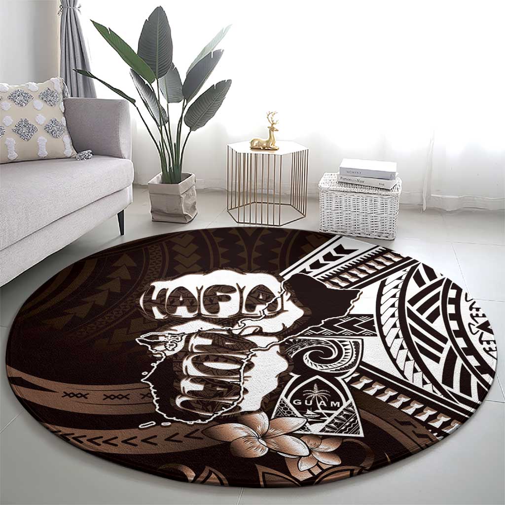 Hafa Adai Guam Discovery Day Round Carpet Chamorro Latte Stone Hand Brown Version