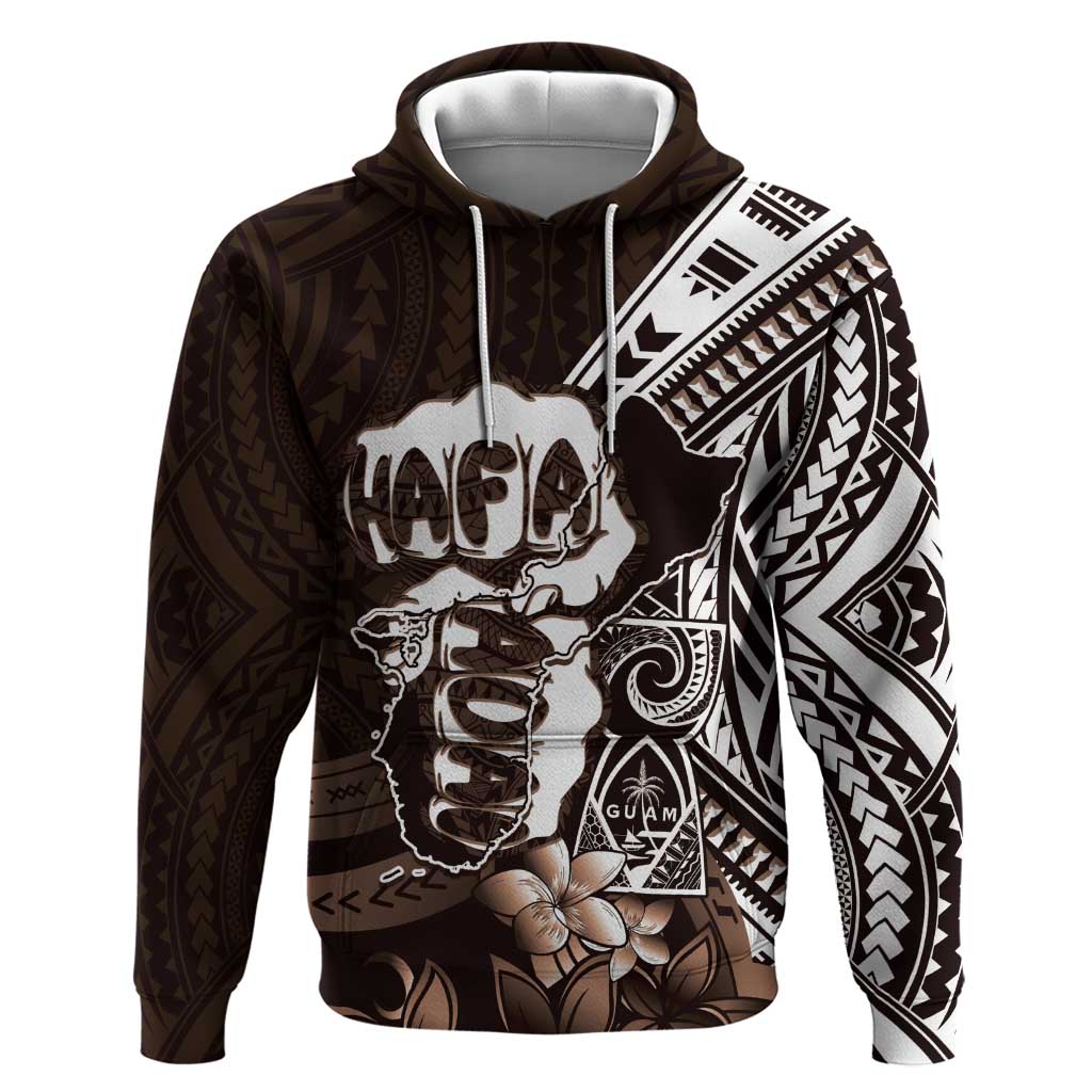 Hafa Adai Guam Discovery Day Zip Hoodie Chamorro Latte Stone Hand Brown Version