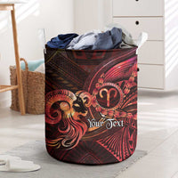 Personalised Polynesia Zodiac Aries Laundry Basket Galaxy Polynesian Pattern Chest Tattoo Style