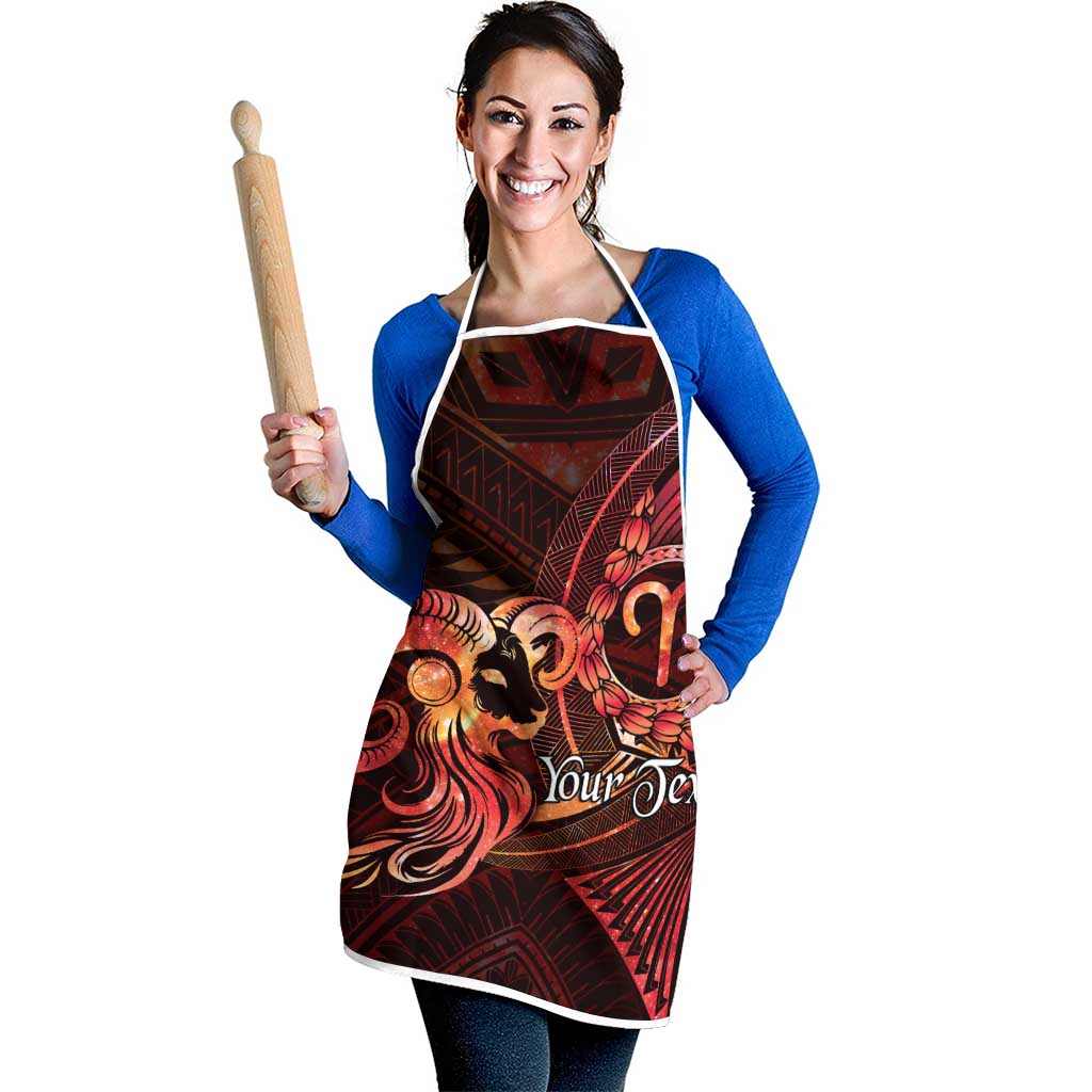 Personalised Polynesia Zodiac Aries Apron Galaxy Polynesian Pattern Chest Tattoo Style