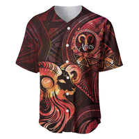 Personalised Polynesia Zodiac Aries Baseball Jersey Galaxy Polynesian Pattern Chest Tattoo Style