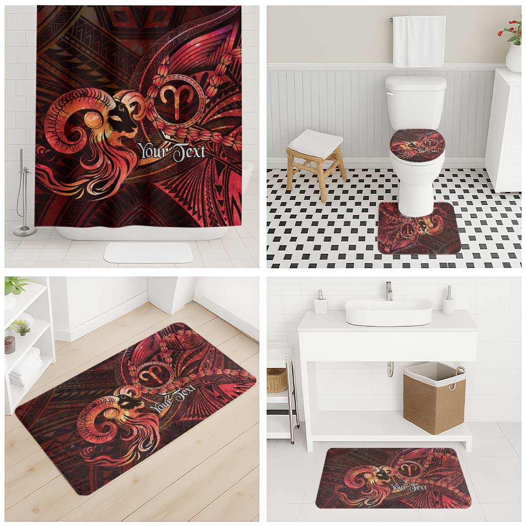 Personalised Polynesia Zodiac Aries Bathroom Set Galaxy Polynesian Pattern Chest Tattoo Style