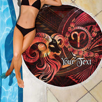 Personalised Polynesia Zodiac Aries Beach Blanket Galaxy Polynesian Pattern Chest Tattoo Style
