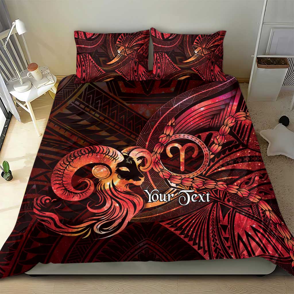 Personalised Polynesia Zodiac Aries Bedding Set Galaxy Polynesian Pattern Chest Tattoo Style