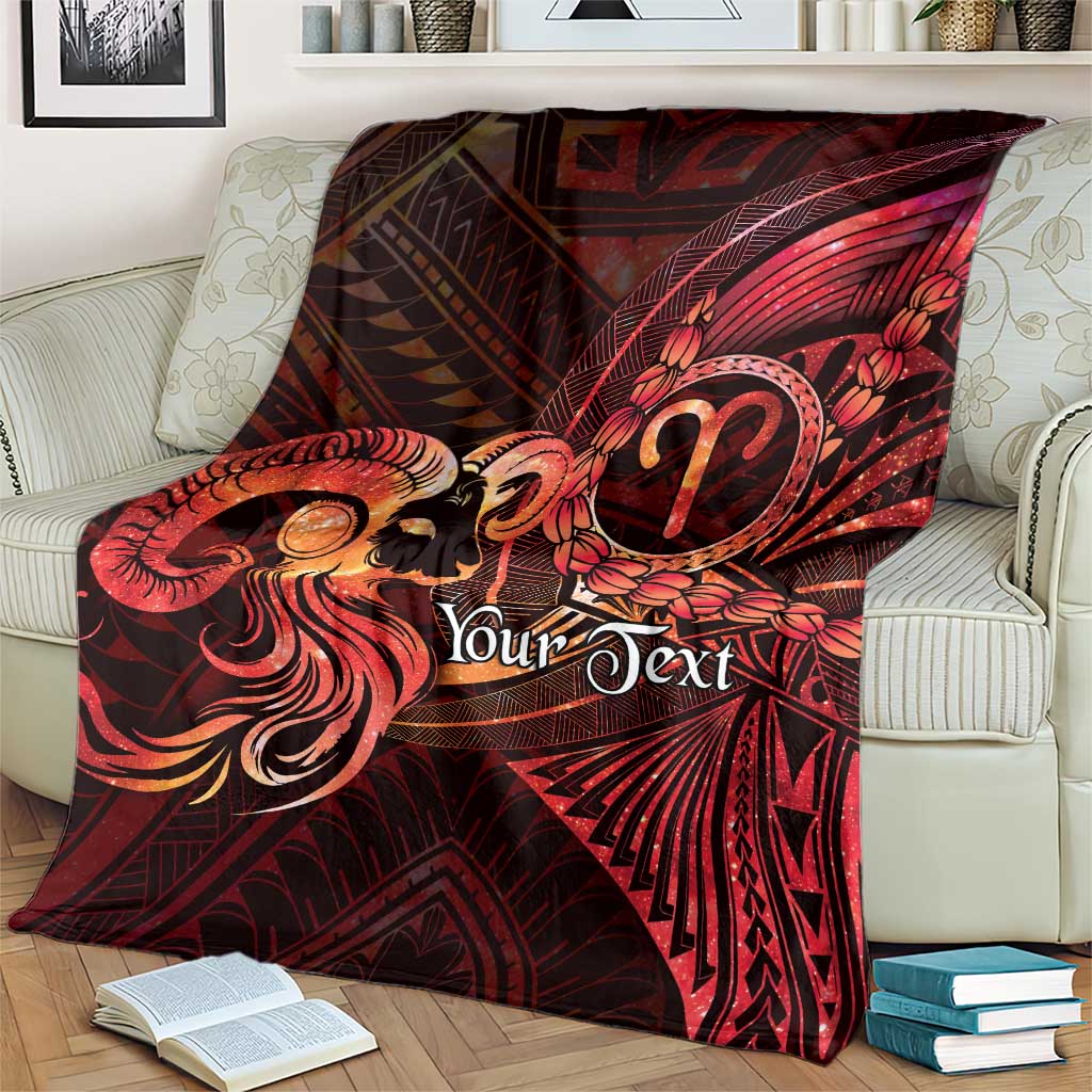 Personalised Polynesia Zodiac Aries Blanket Galaxy Polynesian Pattern Chest Tattoo Style