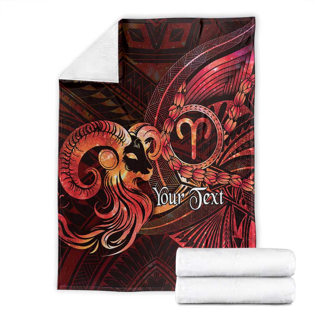Personalised Polynesia Zodiac Aries Blanket Galaxy Polynesian Pattern Chest Tattoo Style