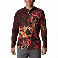 Personalised Polynesia Zodiac Aries Button Sweatshirt Galaxy Polynesian Pattern Chest Tattoo Style