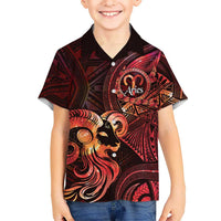 Personalised Polynesia Zodiac Aries Family Matching Off Shoulder Maxi Dress and Hawaiian Shirt Galaxy Polynesian Pattern Chest Tattoo Style