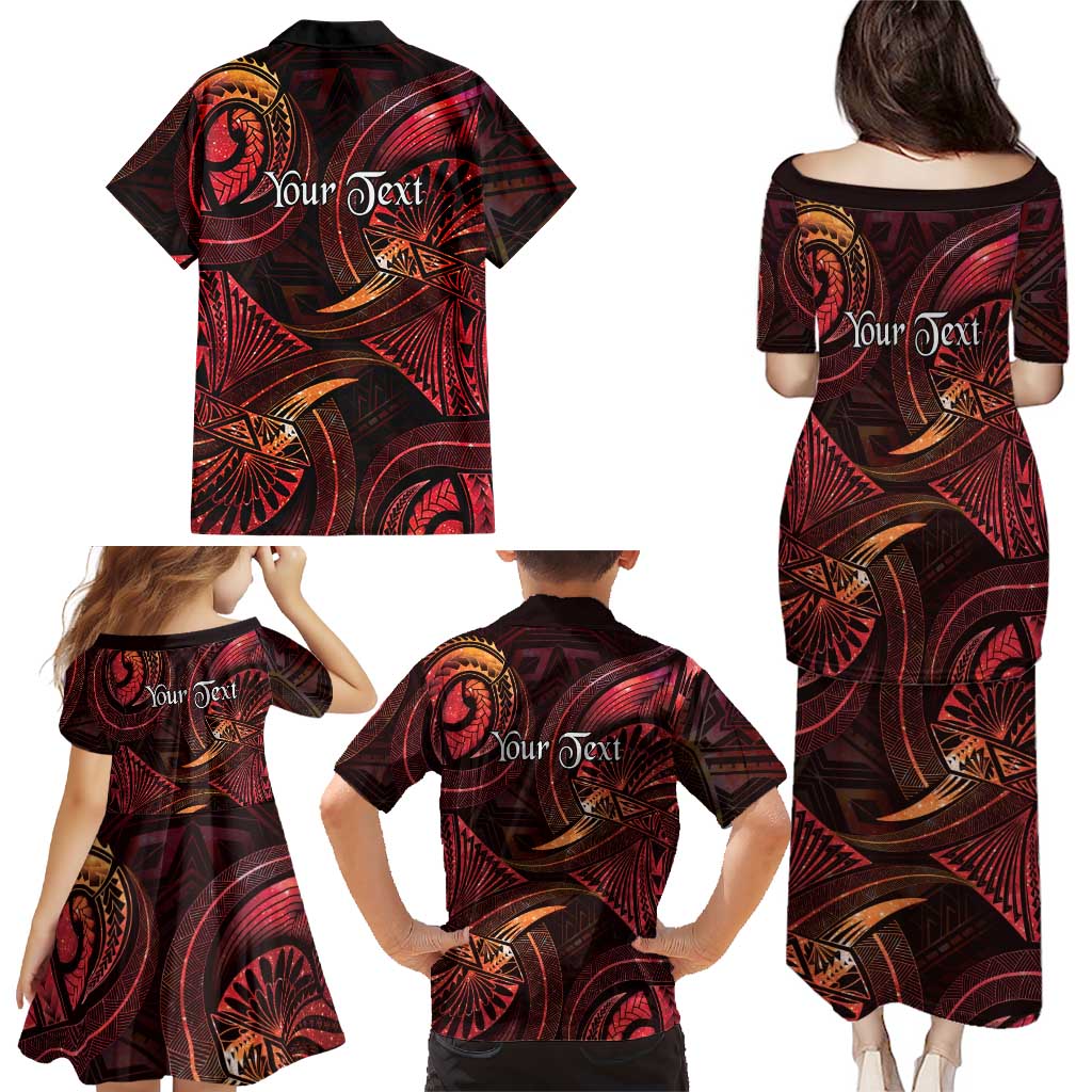 Personalised Polynesia Zodiac Aries Family Matching Puletasi and Hawaiian Shirt Galaxy Polynesian Pattern Chest Tattoo Style