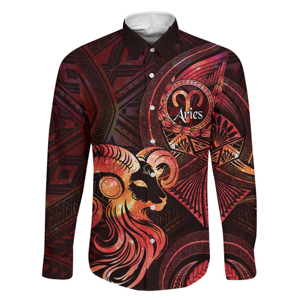 Personalised Polynesia Zodiac Aries Family Matching Tank Maxi Dress and Hawaiian Shirt Galaxy Polynesian Pattern Chest Tattoo Style
