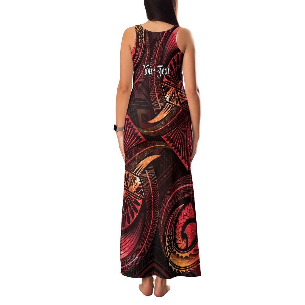 Personalised Polynesia Zodiac Aries Family Matching Tank Maxi Dress and Hawaiian Shirt Galaxy Polynesian Pattern Chest Tattoo Style