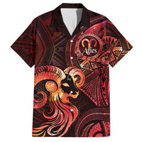 Personalised Polynesia Zodiac Aries Hawaiian Shirt Galaxy Polynesian Pattern Chest Tattoo Style