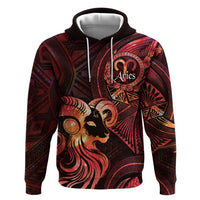 Personalised Polynesia Zodiac Aries Hoodie Galaxy Polynesian Pattern Chest Tattoo Style