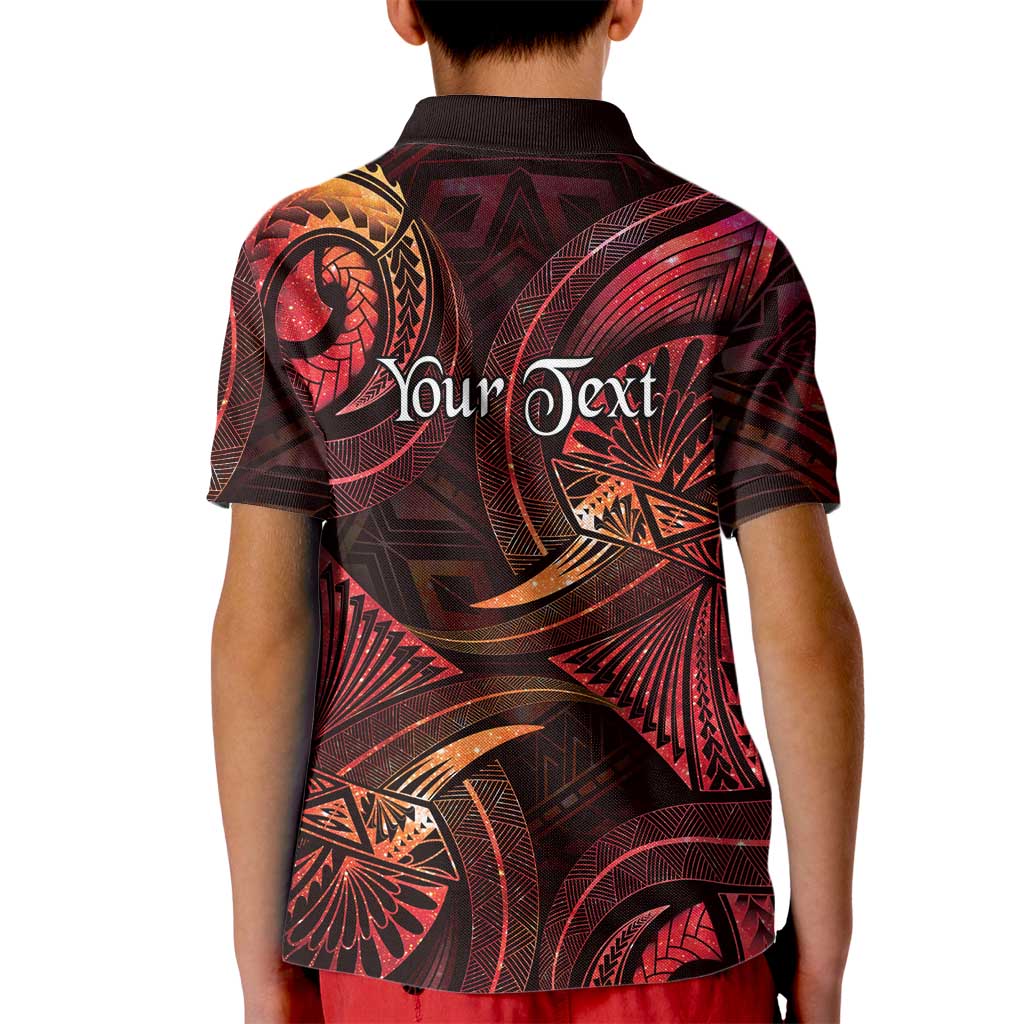 Personalised Polynesia Zodiac Aries Kid Polo Shirt Galaxy Polynesian Pattern Chest Tattoo Style