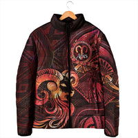 Personalised Polynesia Zodiac Aries Padded Jacket Galaxy Polynesian Pattern Chest Tattoo Style