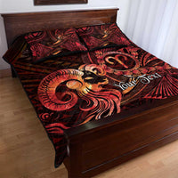 Personalised Polynesia Zodiac Aries Quilt Bed Set Galaxy Polynesian Pattern Chest Tattoo Style