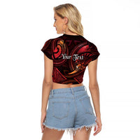 Personalised Polynesia Zodiac Aries Raglan Cropped T Shirt Galaxy Polynesian Pattern Chest Tattoo Style