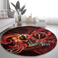 Personalised Polynesia Zodiac Aries Round Carpet Galaxy Polynesian Pattern Chest Tattoo Style