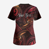 Personalised Polynesia Zodiac Aries Scrub Top Galaxy Polynesian Pattern Chest Tattoo Style