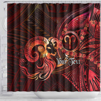 Personalised Polynesia Zodiac Aries Shower Curtain Galaxy Polynesian Pattern Chest Tattoo Style