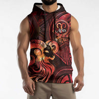 Personalised Polynesia Zodiac Aries Sleeveless Hoodie Galaxy Polynesian Pattern Chest Tattoo Style