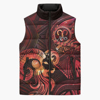Personalised Polynesia Zodiac Aries Sleeveless Puffer Jacket Galaxy Polynesian Pattern Chest Tattoo Style