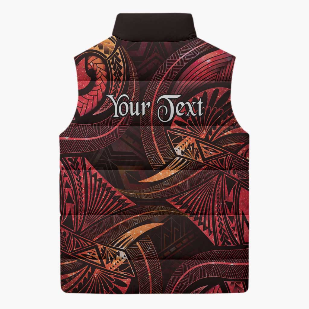 Personalised Polynesia Zodiac Aries Sleeveless Puffer Jacket Galaxy Polynesian Pattern Chest Tattoo Style